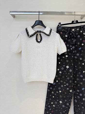 Bagsaaa Chanel Short-sleeved Top Cashmere & Alpaca White P79711