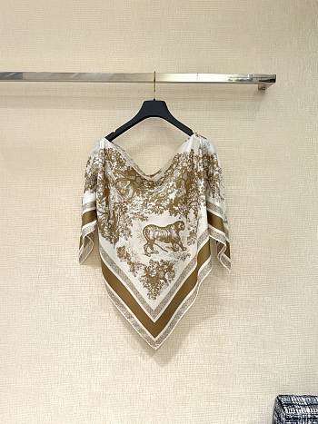 Bagsaaa Dior Toile de Jouy Sauvage Dior Silk Top Ecru and Beige Silk Twill - 130 x 66 cm