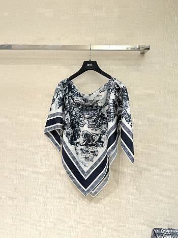 Bagsaaa Dior Toile de Jouy Sauvage Dior Silk Top Ecru and Navy Blue Silk Twill - 130 x 66 cm