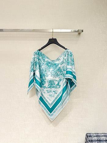 Bagsaaa Dior Toile de Jouy Sauvage Dior Silk Top Ecru and turquoise Silk Twill - 130 x 66 cm