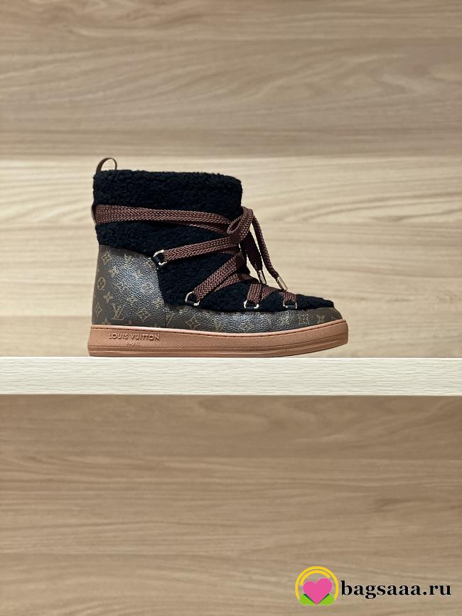 Bagsaaa Louis Vuitton LV Cloud Lace-Up Ankle Boot Sneaker black shearling - 1