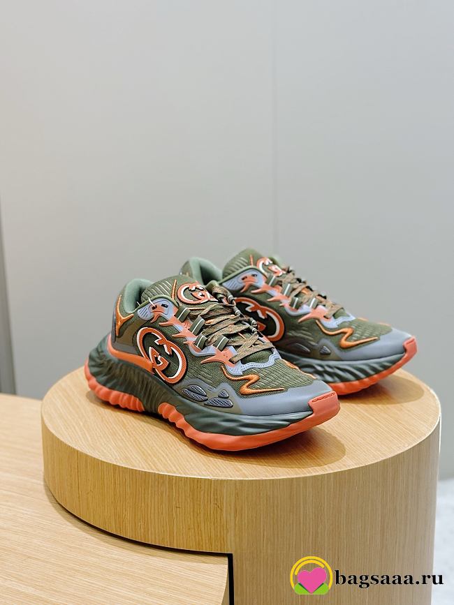 Bagsaaa Gucci Ripple sneaker in olive green and multicolour mesh - 1