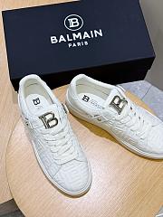 Bagsaaa Balmain white monogram-embossed leather sneakers - 3