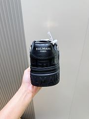 Bagsaaa Balmain black monogram-embossed leather sneakers - 4