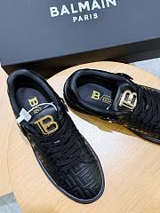 Bagsaaa Balmain black monogram-embossed leather sneakers - 3