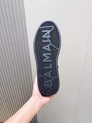 Bagsaaa Balmain black monogram-embossed leather sneakers - 2
