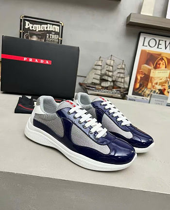 Bagsaaa Prada Patent leather and technical fabric Prada America's Cup sneakers navy blue