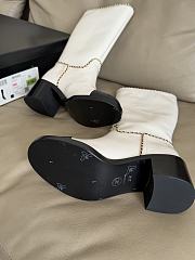 Bagsaaa Chanel mid-calf boots in white patent leather with black cap toes - 2