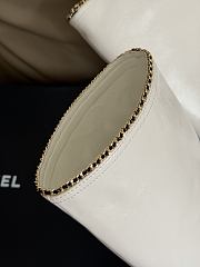 Bagsaaa Chanel mid-calf boots in white patent leather with black cap toes - 3