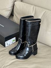 Bagsaaa Chanel mid-calf boots in black patent leather with cap toes - 1