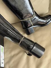 Bagsaaa Chanel mid-calf boots in black patent leather with cap toes - 2