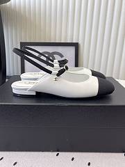 Bagsaaa Chanel leather Mary Jane flats in white and black with an ankle strap - 1