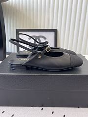 Bagsaaa Chanel leather Mary Jane flats in black with an ankle strap - 1