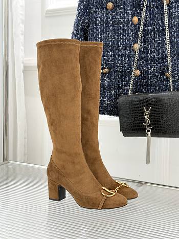 Bagsaaa Gucci Women's boot with half Horsebit 851420 brown suede