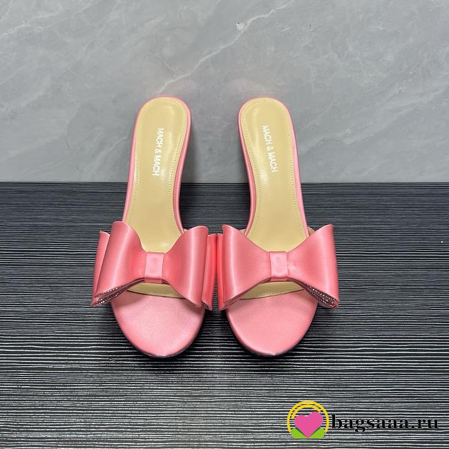 Bagsaaa Mach & Mach Le Cadeau satin mules in pink with a large bow - 1