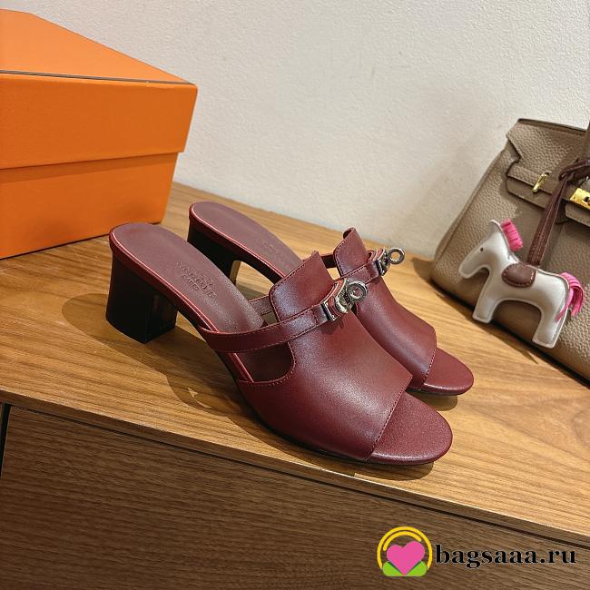 Bagsaaa Hermes Candy sandal burgundy - 1