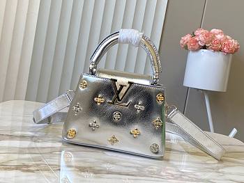 Bagsaaa Louis Vuitton Mini Capucines top-handle bag in silver - 21cm