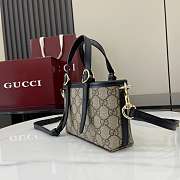 Bagsaaa Gucci Emblem mini bag 855491 beige and black GG fabric - 17.5cm - 4