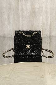 Bagsaaa Chanel Backpack AS5711 Black Quilted Sequins - 21cm - 1