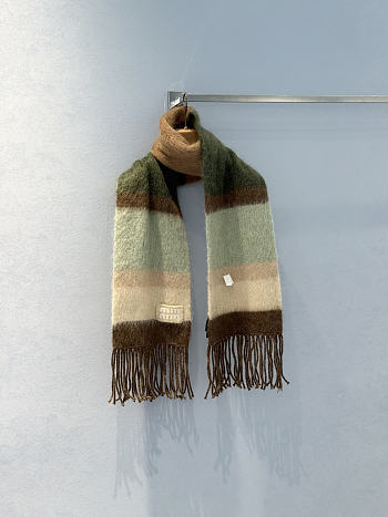 Bagsaaa Miu Miu striped wool and mohair scarf with fringes multi-color