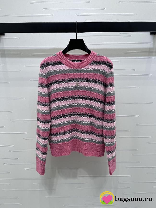 Bagsaaa Chanel multicolored striped crewneck sweater - 1