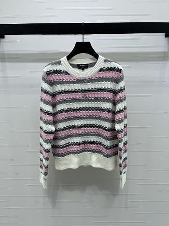 Bagsaaa Chanel multicolored striped crewneck sweater 1