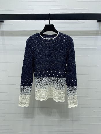 Bagsaaa Chanel navy blue and white sweater