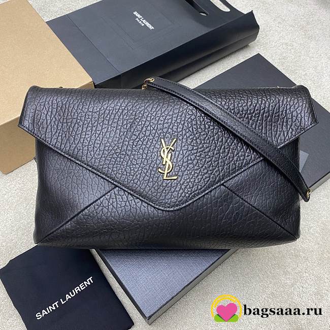 Bagsaaa YSL Cassandre XXL envelope pouch on chain in lambskin 841702 black - 35cm - 1