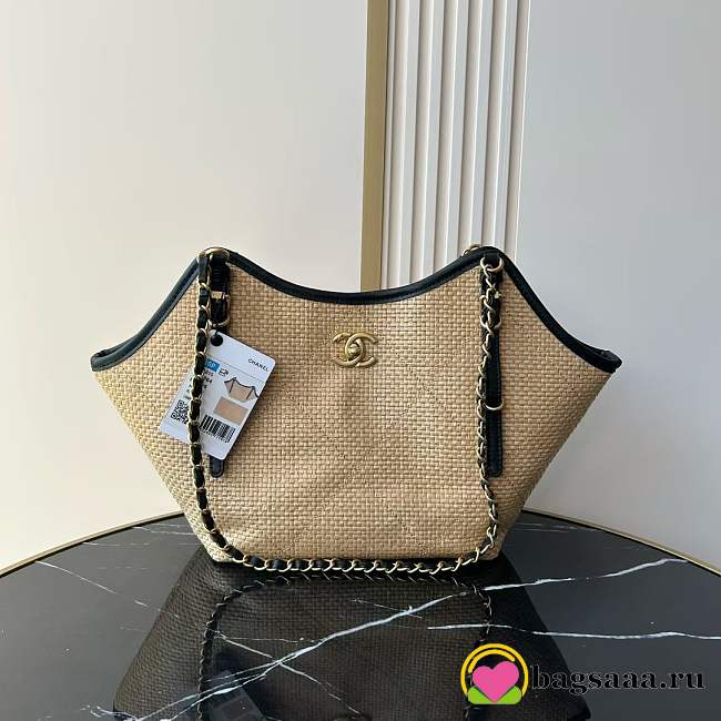 Bagsaaa Chanel Small Tote AS6015 Beige & Black - 28cm - 1