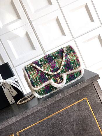 Bagsaaa Chanel Large Flap Bag AS5686 Green Tweed - 26.5cm