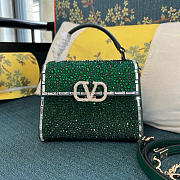 Bagsaaa Valentino Garavani Crystal Embroidered Mini Vsling Top Handle Green - 19cm - 1