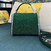 Bagsaaa Valentino Garavani Crystal Embroidered Mini Vsling Top Handle Green - 19cm - 3