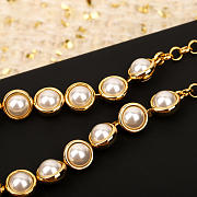 Bagsaaa Chanel 2024 Bead Strand CC Gold and Cream Pearl Necklace - 3