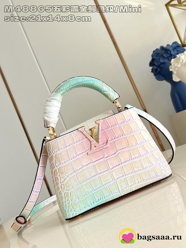 Bagsaaaa Louis Vuitton Capucines Mini bag multi-color crocodile-embossed leather - 21cm - 1