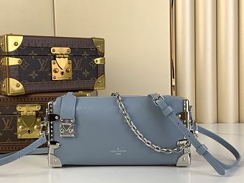 Bagsaaa Louis Vuitton Slim Trunk bag in light blue leather with silver hardware - 23cm
