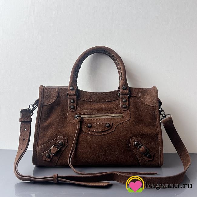 Bagsaaa Balenciaga Le City Bag Small in light espresso waxed suede calfskin - 30cm - 1