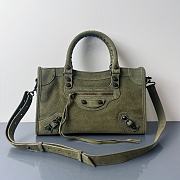 Bagsaaa Balenciaga Le City Bag Small in olive green waxed suede calfskin - 30cm - 1