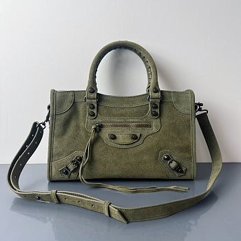 Bagsaaa Balenciaga Le City Bag Small in olive green waxed suede calfskin - 30cm
