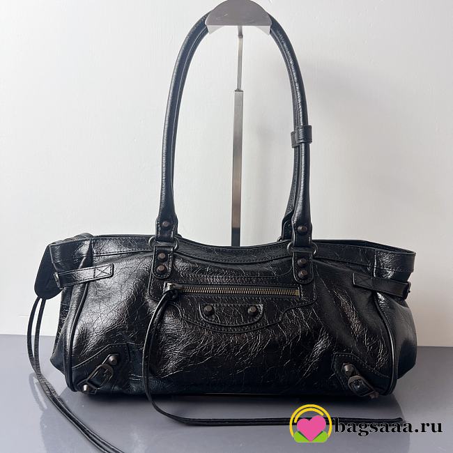 Bagsaaa Balenciaga Le City Bag East-West in black Arena lambskin - 40 cm - 1