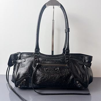 Bagsaaa Balenciaga Le City Bag East-West in black Arena lambskin - 40 cm