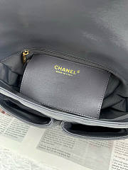 Bagsaaa Chanel handbag in gray leather with a top handle and front pockets - 25cm - 4