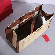 Bagsaaa Valentino Garavani VLogo Signature raffia tote bag with brown leather - 48cm - 3