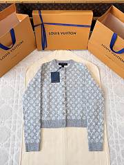 Bagsaaa Louis Vuitton Monogram Brushed Knit Cardigan gray - 1