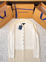 Bagsaaa Louis Vuitton Monogram Brushed Knit Cardigan beige - 1