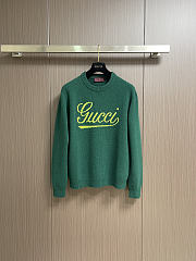 Bagsaaa Gucci knit wool sweater with intarsia in dark green - 1