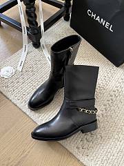 Bagsaaa Chanel black leather ankle boots with chain - 1