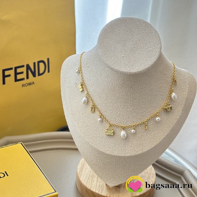 Bagsaaa Fendi chain necklace with Fendi O'Lock motif - 1