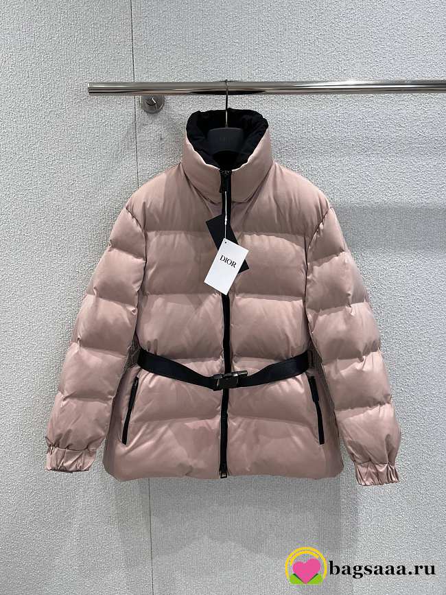 Bagsaaa DiorAlps Belted Puffer Jacket Pink Quilted Technical Taffeta with Black Dior Star Motif - 1