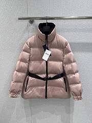 Bagsaaa DiorAlps Belted Puffer Jacket Pink Quilted Technical Taffeta with Black Dior Star Motif - 1