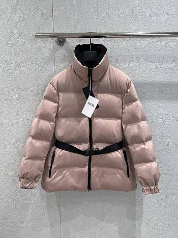 Bagsaaa DiorAlps Belted Puffer Jacket Pink Quilted Technical Taffeta with Black Dior Star Motif